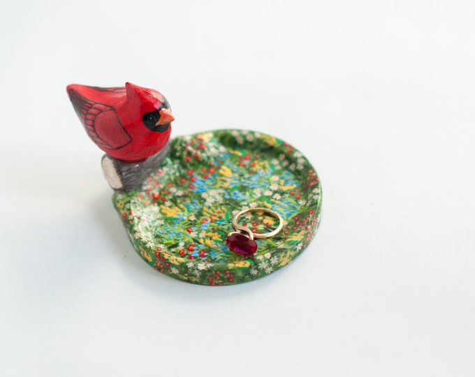 Cardinal Jewelry Dish | Bird Jewelry Holder | Song Bird Ring Dish | Trinket Tray | Jewelry Organizer | Bedside Organizer | Bird Nerd Gift