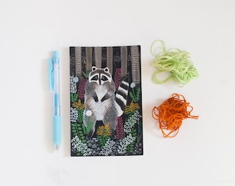 4x6 Raccoon Painting | Woodland Scene | Mini Painting | Acrylic | Original Painting