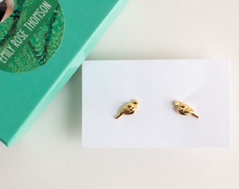 Puces d'oreilles oiseaux chanteurs en argent sterling plaqué or : hypoallergéniques
