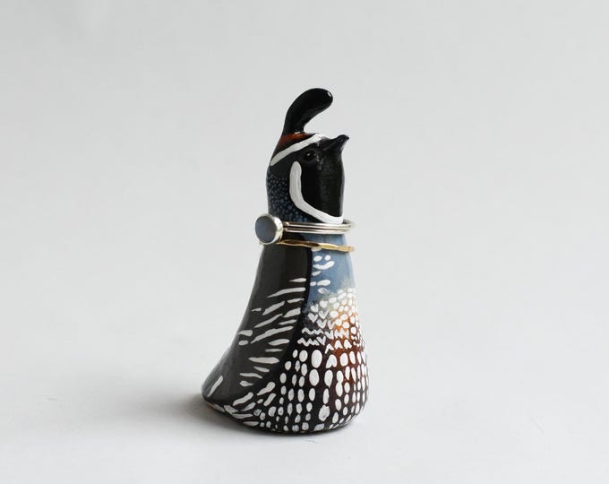 California Quail Ring Holder | Bird Ring Cone | Jewelry Display | Ring Dish | Bobwhite | Quail Figurine | Bird Watcher | Nature Lover Gift