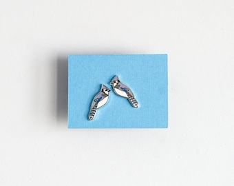 Blue Jay Earrings | Enamel Jewelry | Stud Earrings | Song Bird | Post Earrings | Bird Jewelry