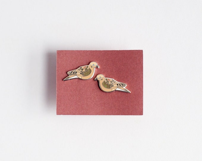 Mourning Dove Earrings | Enamel Jewelry | Stud Earrings | Song Bird | Post Earrings | Bird Jewelry