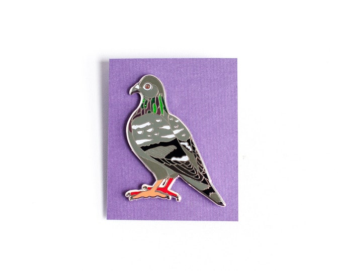 Large Pigeon Pin | 2" Pigeon Brooch | Pigeon Tie Tack | Enamel Jewelry