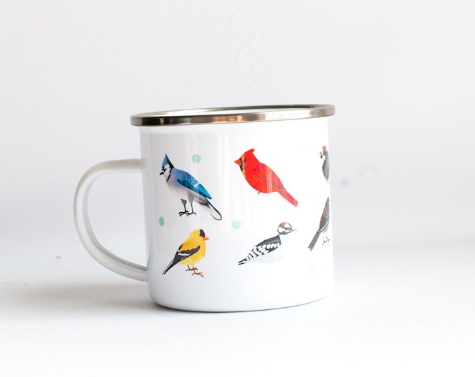 Songbird ENAMEL Coffee Mug | Assorted Song Birds Coffee Mug | 10oz Coffee Mug | For Bird Nerds