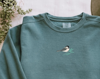 Chickadee Comfort Colors Sweatshirt: Nature Lover Crew Neck