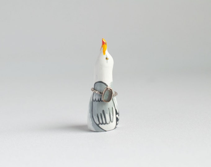 Seagull Ring Holder | Bird Ring Cone | Jewelry Display | Ring Dish | Seagull Figurine