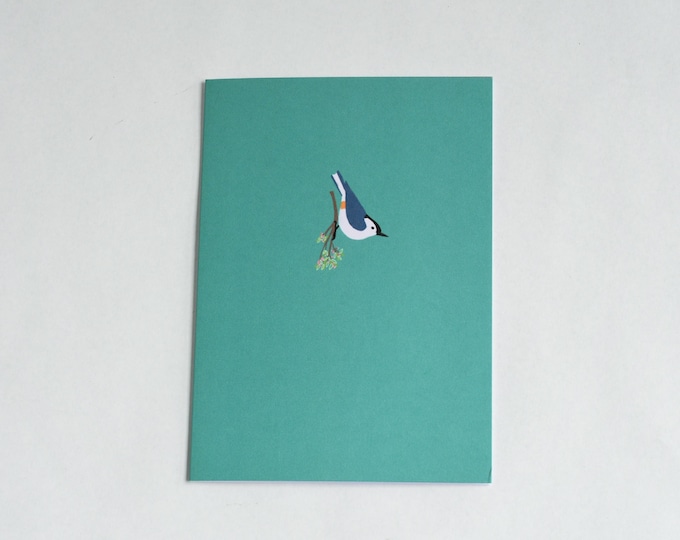 Blank Greeting Card |  White-Breasted NUTHATCH Greeting Card | Minimal | Bird Watcher Gift | Simple Blank Nature Greeting Card