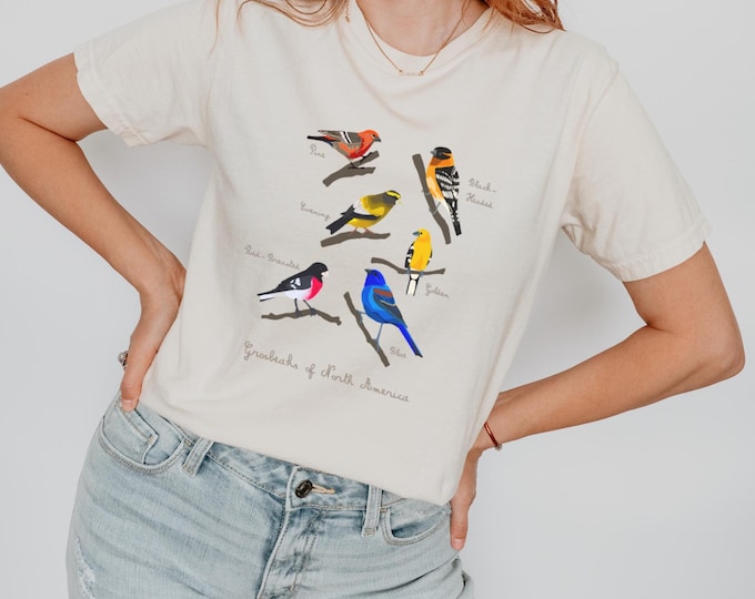 Grosbeaks of North America T Shirt | Comfort Colors Tee 1717 | Bird Lovers Shirt | Bird Nerd Tee | Gift for Nature Lover