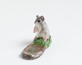 Mouse & Frog Eggs Ring Dish: Miniature Woodland Art