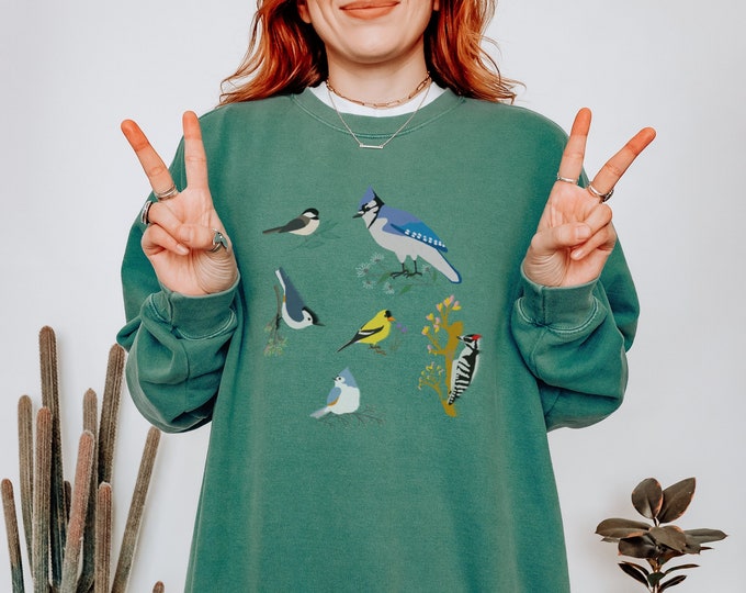 Backyard Birds Sweatshirt | Comfort Color Sweatshirt | Bird Watcher Gift | Gift for Nature Lover | Cute Bird Shirt | Unique Bird Lover Gift