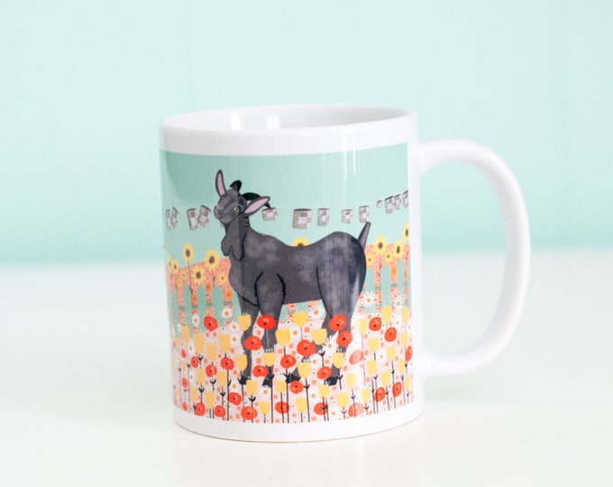 Goat Coffee Mug / A Meadow and Tin Cans / 11oz Coffee Mug