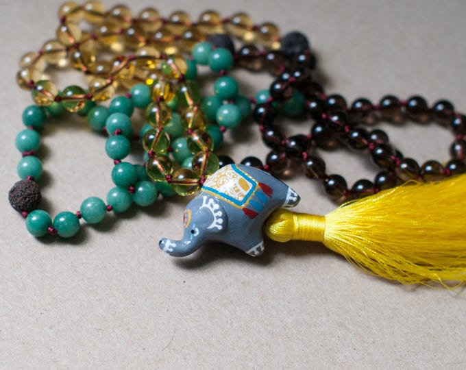 CUSTOM Sacred Mala Necklace | Choose your Gemstone Beads | Choose your Animal Guru Bead