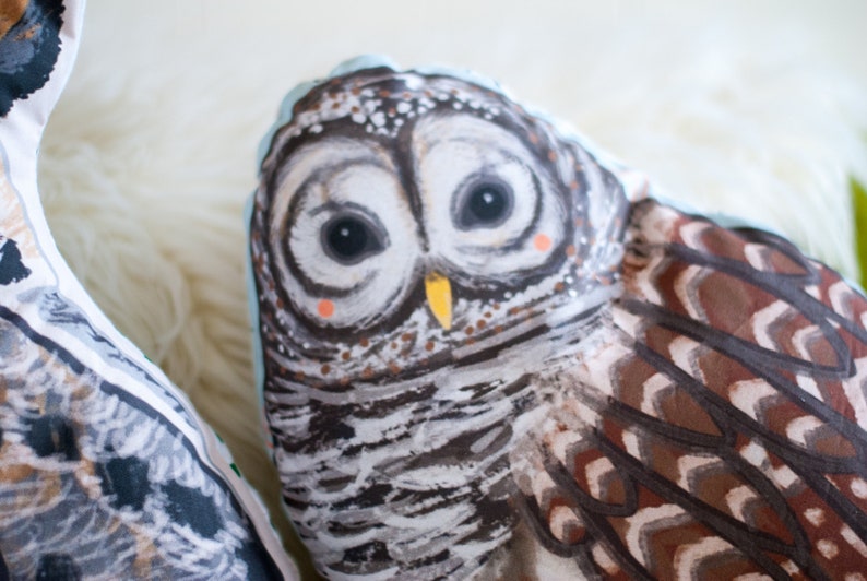 Large Owl Plushie / Choose Between Long Eared Owl or Barred Owl / Owl Pillow Gift for Dad Nature Lover Gift Father's Day Unique Gift image 9