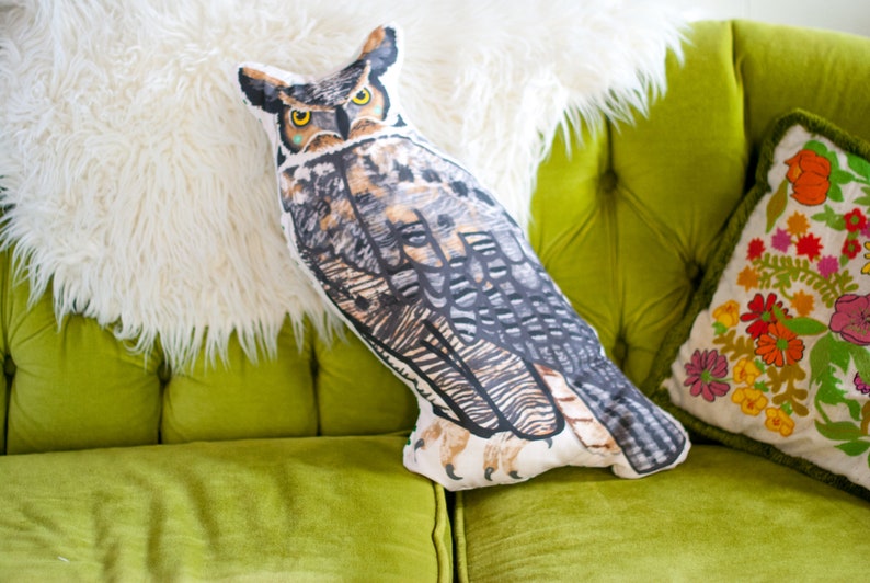 Large Owl Plushie / Choose Between Long Eared Owl or Barred Owl / Owl Pillow Gift for Dad Nature Lover Gift Father's Day Unique Gift image 6