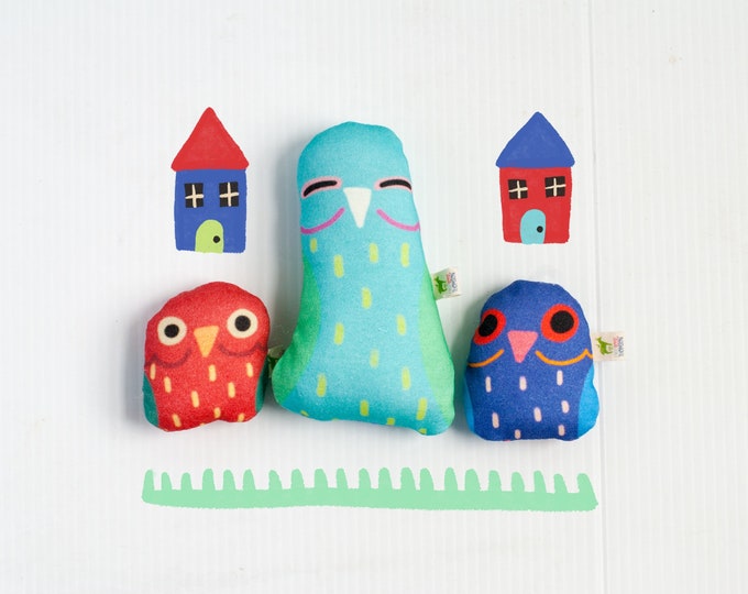 Derpy Little BirBs Mini Plushies | Set of 3 | Nursery Decor | Cute Little Bird Pillows