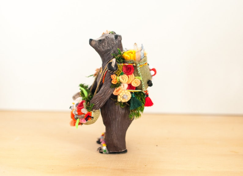 The Carrier of Flora and the Green Thumb: Brown Bear Sacred Sculpture A Creature of One Wilderness image 3