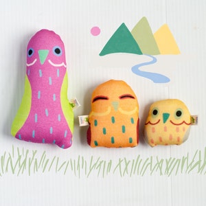 Derpy Little BirBs Mini Plushies | Set of 3 | Nursery Decor | Cute Little Bird Pillows