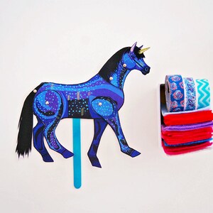 DIY Blue Unicorn Paper Doll / DIGITAL DOWNLOAD / Articulated Doll / Party Supplies / Party Favor for Birthday image 2