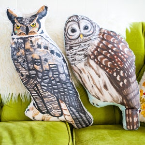 Large Owl Plushie / Choose Between Long Eared Owl or Barred Owl / Owl Pillow Gift for Dad Nature Lover Gift Father's Day Unique Gift image 2