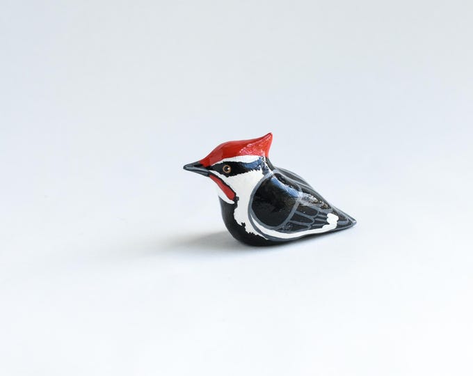 Pileated Woodpecker Miniature: Hand-Painted Bird Figurine