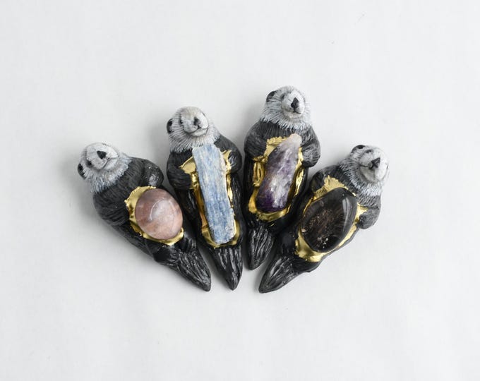Choose Your Sea Otter Talisman: Amethyst, Kyanite, Aura Quartz, Aventurine, Rose Quartz