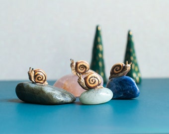 The Carriers of Little Achievements: Mini Sacred Snail Sculptures on Crystals | Choose Your Crystal | A Creature of One Wilderness