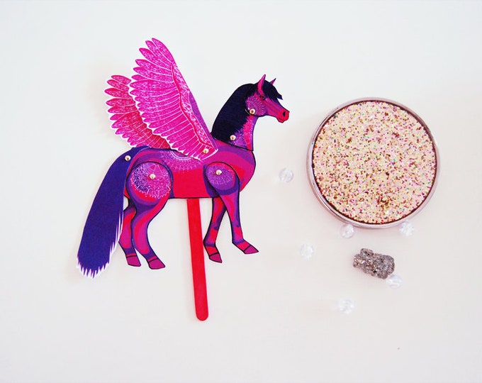 DIY Pink Pegasus Horse Paper Doll / DIGITAL DOWNLOAD / Articulated Doll / Party Supplies / Party Favor for Birthday