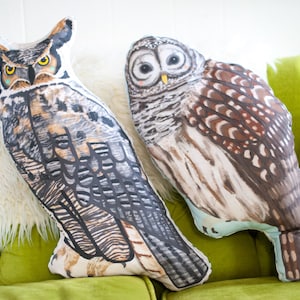 Large Owl Plushie / Choose Between Long Eared Owl or Barred Owl / Owl Pillow Gift for Dad Nature Lover Gift Father's Day Unique Gift image 3