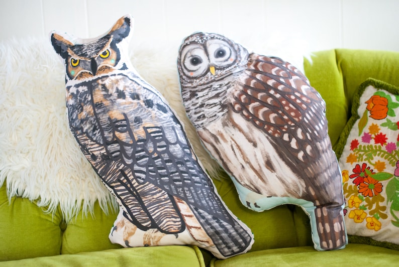 Large Owl Plushie / Choose Between Long Eared Owl or Barred Owl / Owl Pillow Gift for Dad Nature Lover Gift Father's Day Unique Gift image 3