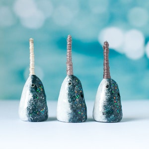 Handmade Narwhal Ring Holder: Glitter Ombre Jewelry Display