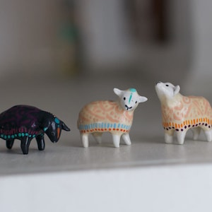 Choose Your Sheep Figurine Black Sheep White Sheep Whimsical Art Tiny Art image 2