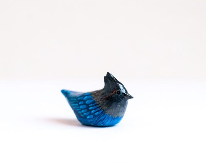 Stellar's Jay Miniature | Western United States Bird | Backyard Bird | Songbird | Bird Figurine | Bird Nerd Gift | Bird Lover