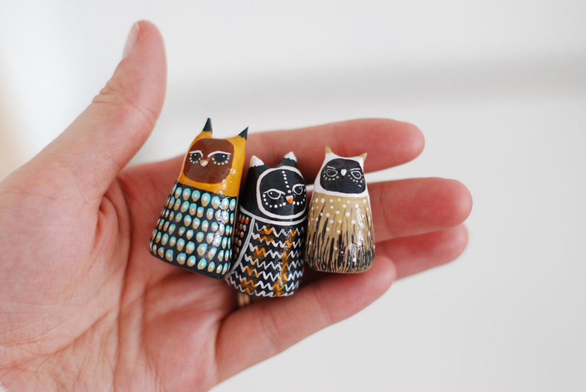 Owl Studies 19 20 21 / Great Horned Owl Totem / Colorful / Etsy