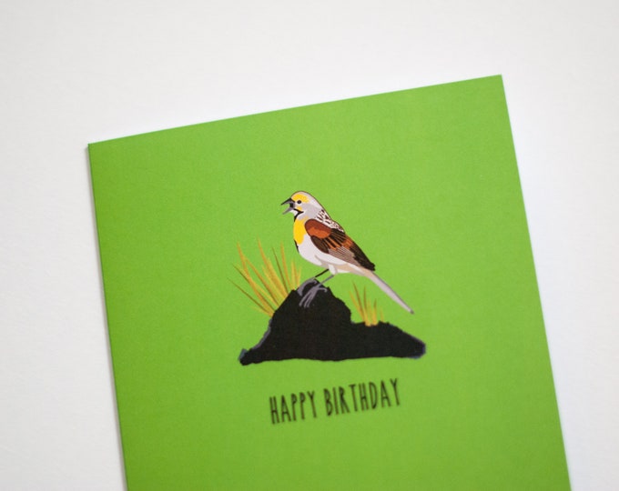Happy Birthday | Meadowlark Card | Songbird | Bird | Birthday Card | Choose Birthday or Blank Card | Gift for Bird Lover | Bird Nerd Card