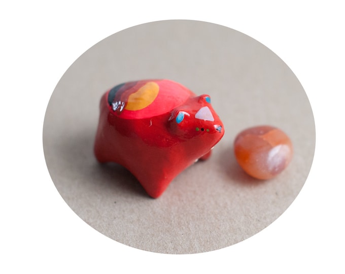 Energetic Bear w/ Red Jasper Stone: For the Root Chakra