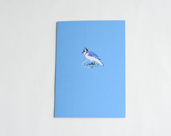 Blank Greeting Card | BLUE JAY Greeting Card | Song Bird Card | Minimal | Bird Watcher Gift | Simple Blank Nature Greeting Card | Add on
