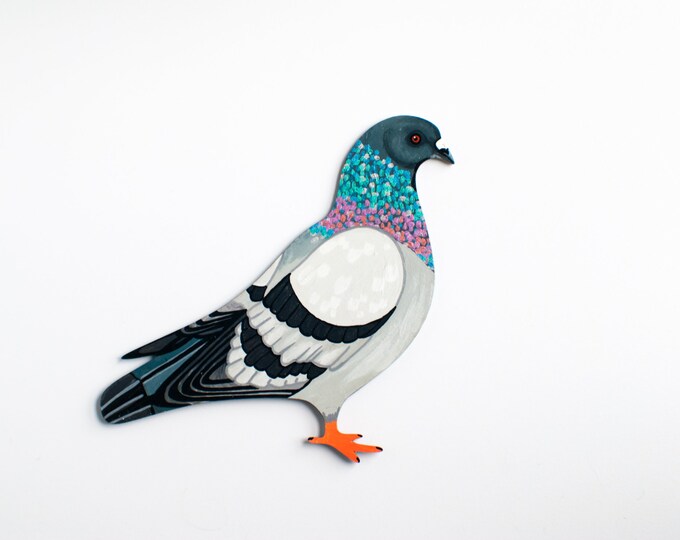 Rock Dove or Pigeon Wooden Wall Art | Bird Wall Hanging | 5" Wooden Bird Wall Hanging | For Bird Nerds