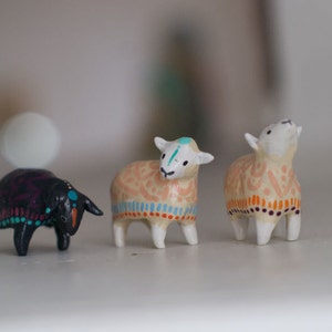 Choose Your Sheep Figurine Black Sheep White Sheep Whimsical Art Tiny Art image 3