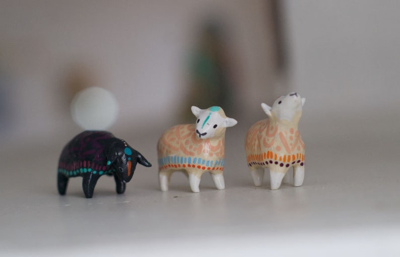 Choose Your Sheep Figurine Black Sheep White Sheep Whimsical Art Tiny Art image 3