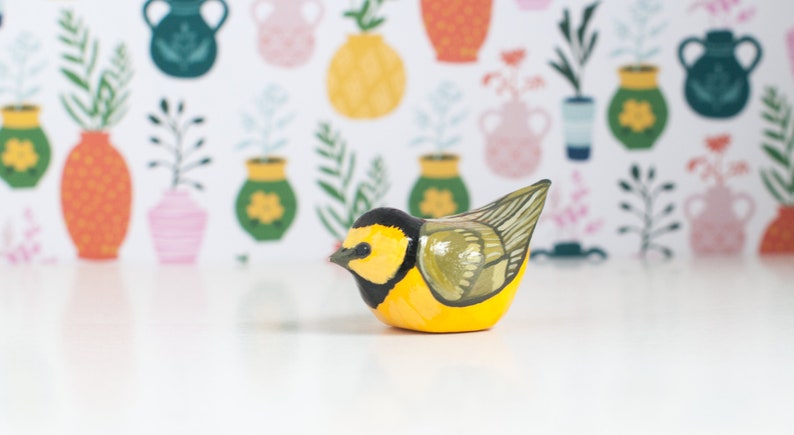 Hooded Warbler Miniature Yellow Warbler Songbird Bird Figurine image 3