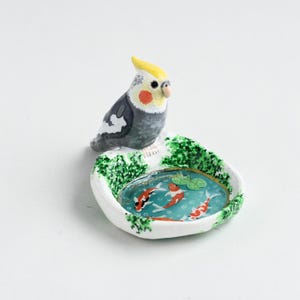 Cockatiel Jewelry Dish | Koi Pond Ring Dish | Bird Jewelry Holder | Pet Bird Ring Dish | Cute Bedside Organizer | Bird Lover Gift
