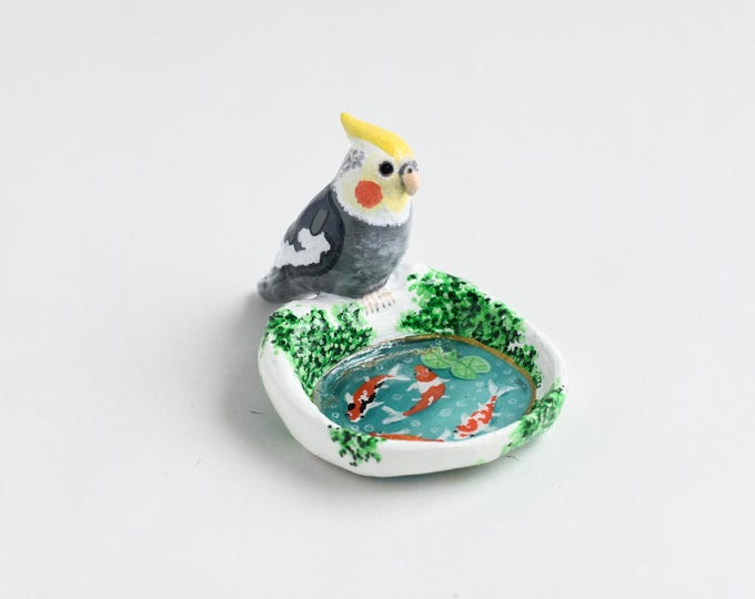 Cockatiel Jewelry Dish | Koi Pond Ring Dish | Bird Jewelry Holder | Pet Bird Ring Dish | Cute Bedside Organizer | Bird Lover Gift