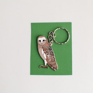Barn Owl Key Chain | 2" Owl Charm | Enamel Key Chain | Keyring