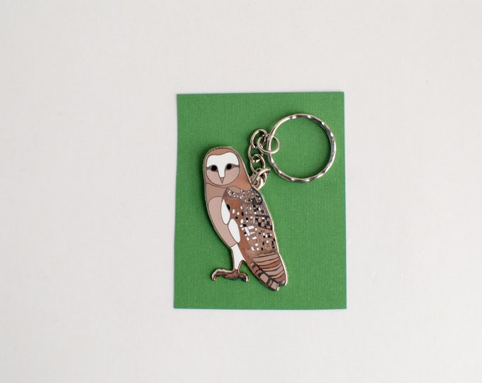 Barn Owl Key Chain | 2" Owl Charm | Enamel Key Chain | Keyring