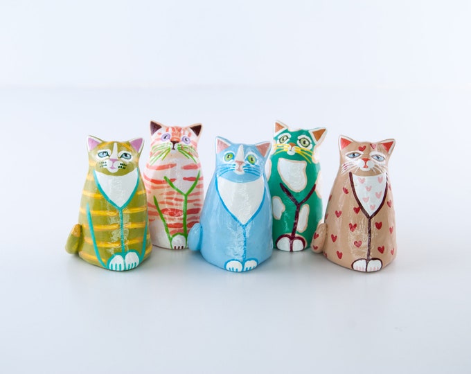 Choose Your Cat Figurine | Colorful Cats with Geometric Shapes | Cat Lover | The Serious-Silly KitteH Collection