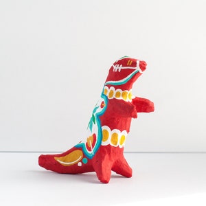 Dala Dinosaur Paper Mache Sculptures Set of Three Folk Art Dinosaurs Paper Mache Dinosaur Sculpture image 8