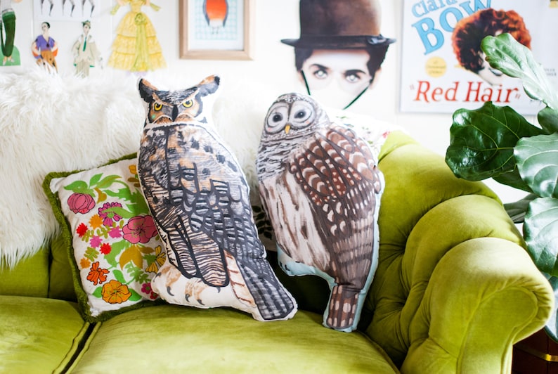 Large Owl Plushie / Choose Between Long Eared Owl or Barred Owl / Owl Pillow Gift for Dad Nature Lover Gift Father's Day Unique Gift image 4