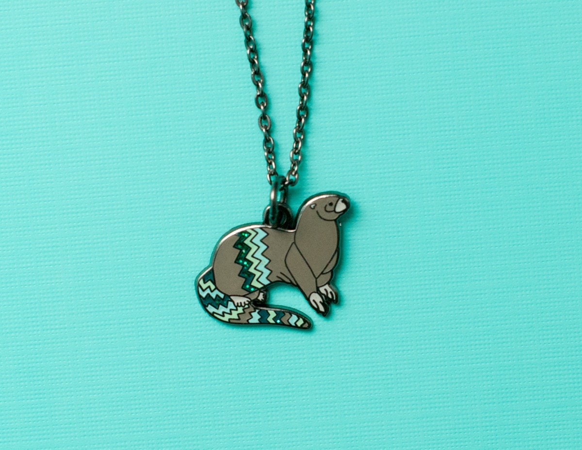 River Otter Necklace Enamel Jewelry