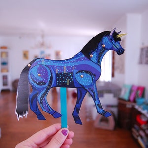 DIY Blue Unicorn Paper Doll / DIGITAL DOWNLOAD / Articulated Doll / Party Supplies / Party Favor for Birthday image 3