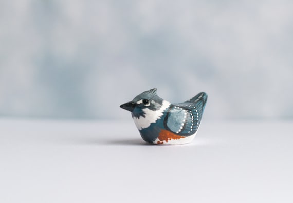 Belted Kingfisher Miniature | Bird Figurine